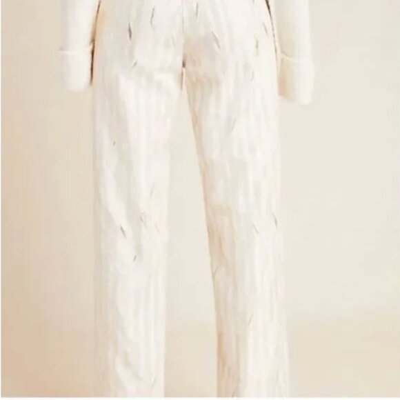 ⭐️ Kelyn Metallic Wide Leg Boho Peasant Hipster Hippie Art Deco Farm Trousers - Picture 2 of 4